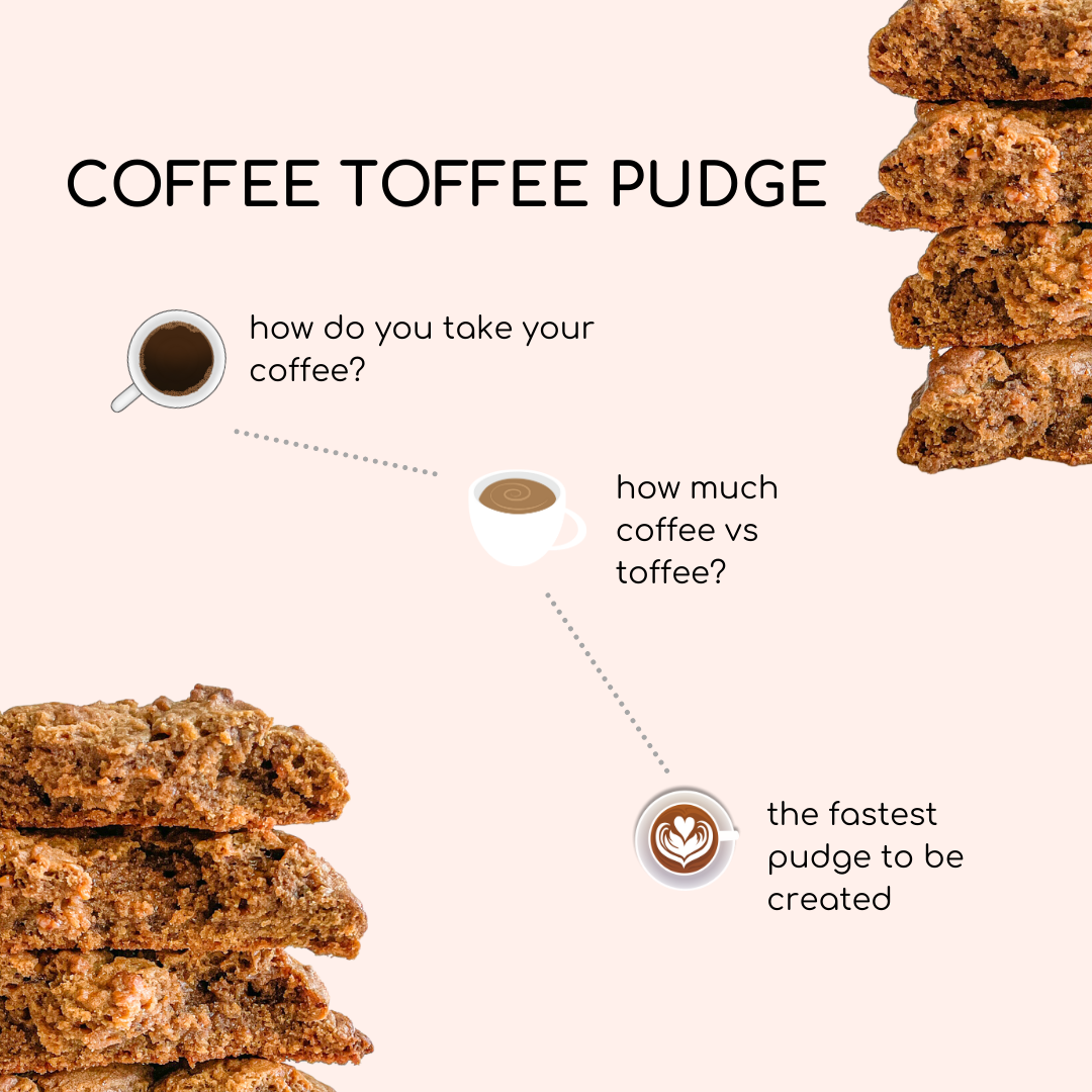 the making of coffee toffee pudge